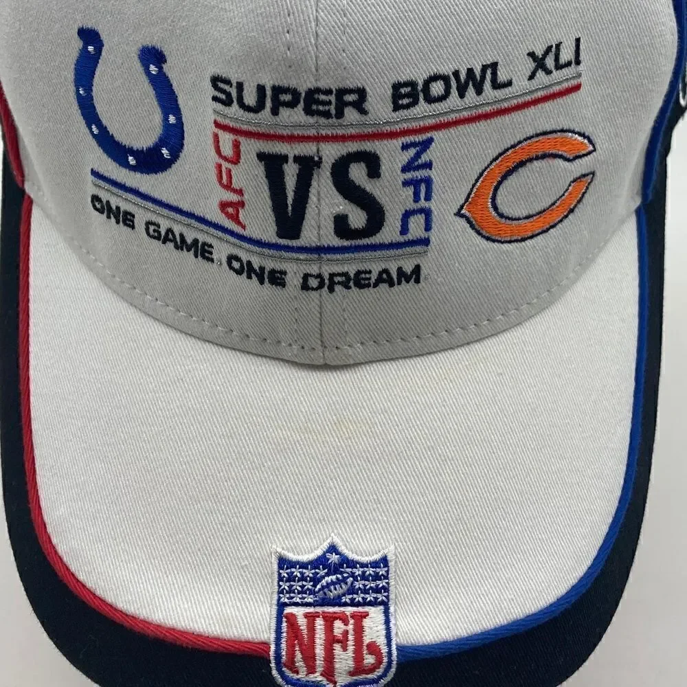 NWT NFL Super Bowl XLI Colts Bears Mens Baseball White/Black Cap